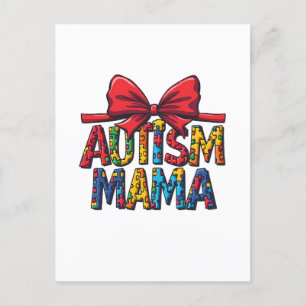 Cartão Postal De Festividades Autismo Mama Arco Coquette Mãe Autismo Consciência