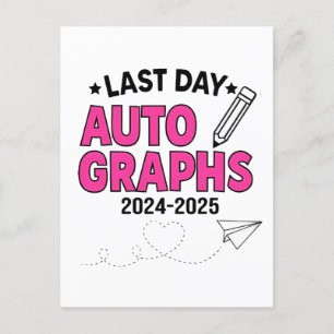 Cartão Postal De Festividades Autografos do último dia 2024-2025 Graduação
