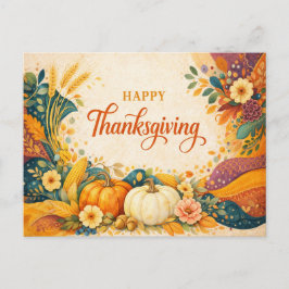 Cartão Postal De Festividades Autumn Harvest Thanksgiving Pumpkin Illustration