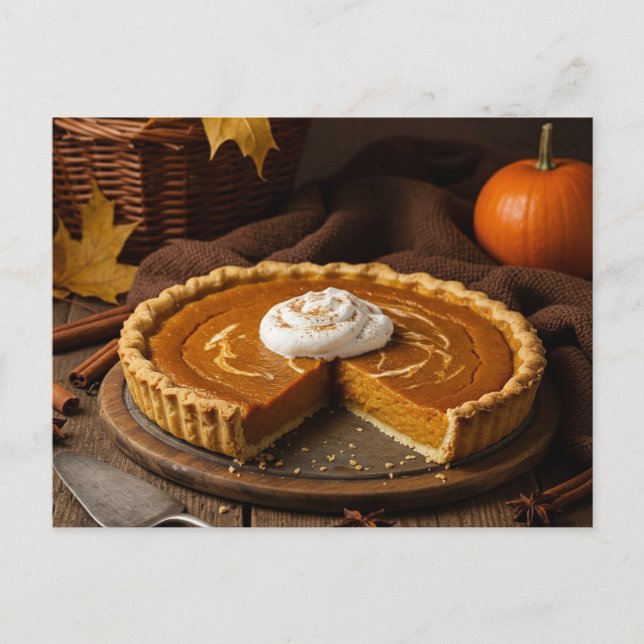Cartão Postal De Festividades Autumn Pumpkin Pie Postcard (Frente)