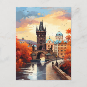 Cartão Postal De Festividades Autumn Serenity na Ponte Charles
