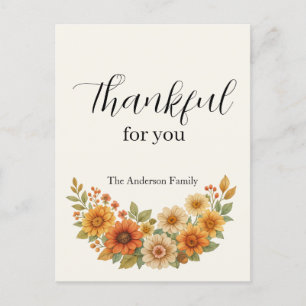 Cartão Postal De Festividades Autumn Wreath - Queda Floral - Ação de Graças