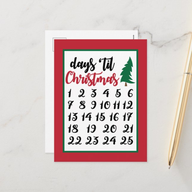 Cartão Postal De Festividades Avento festivo de Natal numerado (Frente/Verso In Situ)