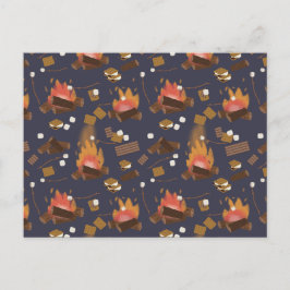 Cartão Postal De Festividades Aventura e Marshmallow de Acampamento de Fogo