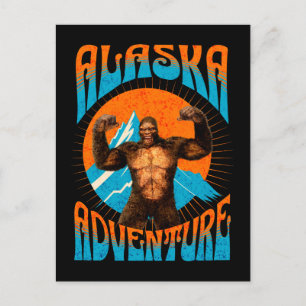 Cartão Postal De Festividades Aventura Retro Sasquatch Montanha do Alasca