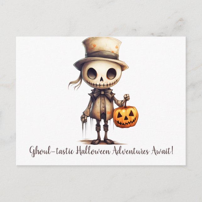 Cartão Postal De Festividades Aventuras de Halloween Ghoul-tastic Await Hallowee (Frente)