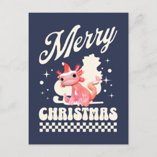 Cartão Postal De Festividades Axolote de Natal Adorável Feliz Natal