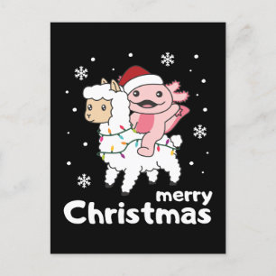 Cartão Postal De Festividades Axolotl Llama Alpaca Feliz Animais de Natal Holand
