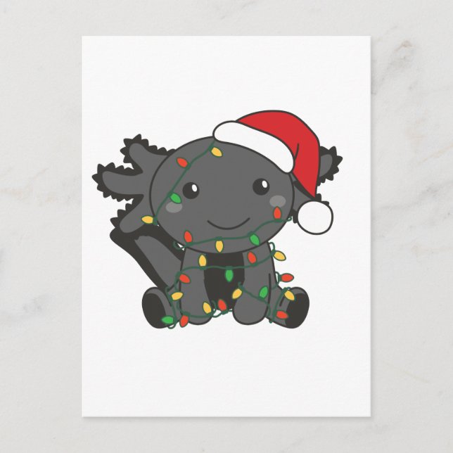 Cartão Postal De Festividades Axolotl Natal Animais de Inverno Axolotls (Frente)