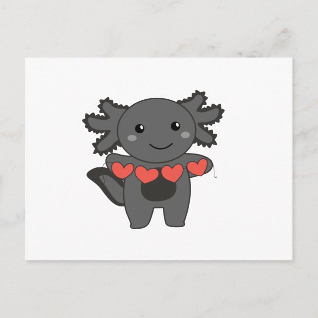 Cartão Postal De Festividades Axolotl Para o Dia dos Namorados Animais Fofos Com (Frente)