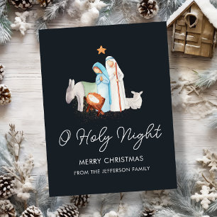 Cartão Postal De Festividades Azul Natividade Religiosa Natal