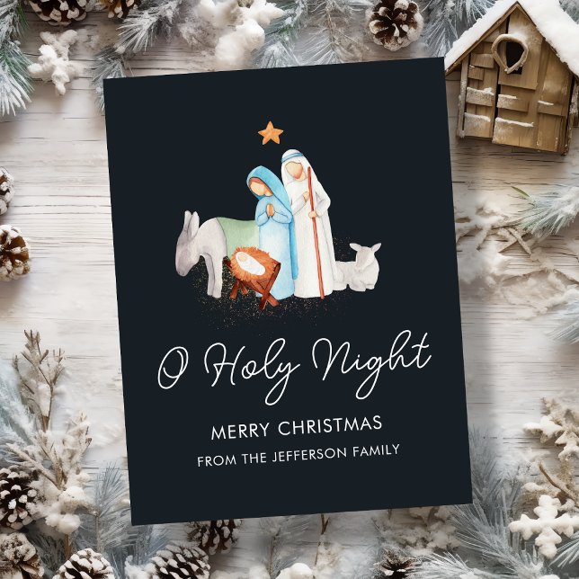 Cartão Postal De Festividades Azul Natividade Religiosa Natal (Criador carregado)