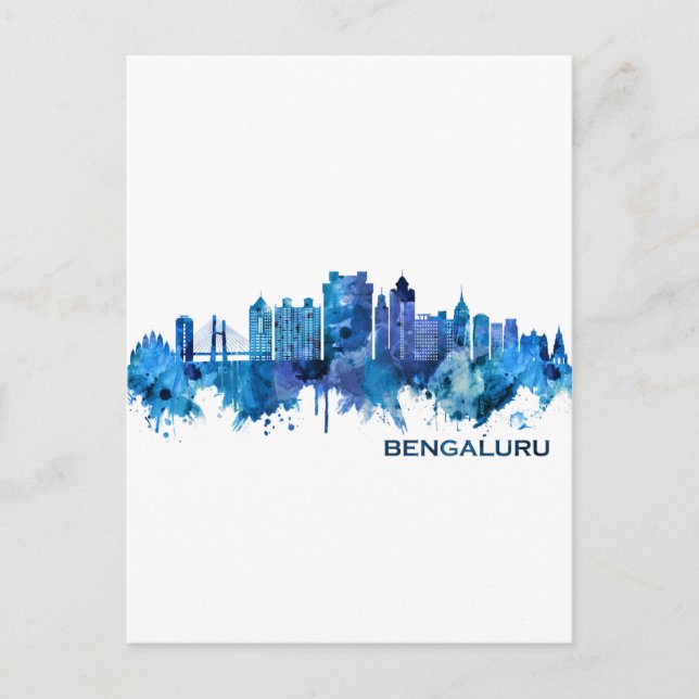 Cartão Postal De Festividades Azul-Skyline Bengaluru Karnataka (Frente)