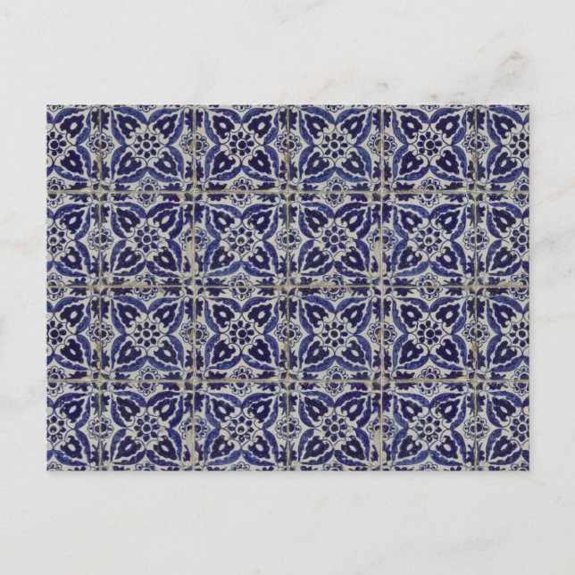 Cartão Postal De Festividades Azulejos Russos Italianos Azulejo Azul Branco Geom (Frente)