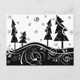 Cartão Postal De Festividades b&w Christmas trees