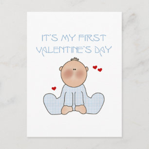 Cartão Postal De Festividades Baby Boy First Valentine's Day