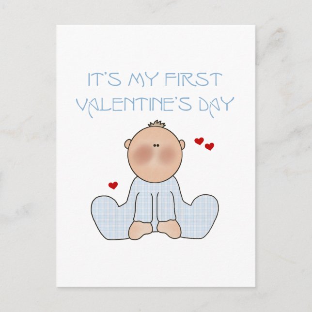 Cartão Postal De Festividades Baby Boy First Valentine's Day (Frente)