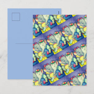 CARTÃO POSTAL DE FESTIVIDADES BABY ELEFANTS PRIMEIRO AMOR, AMIGOS DO PACHYDERM.