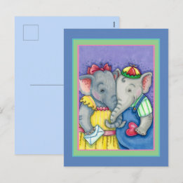 CARTÃO POSTAL DE FESTIVIDADES BABY ELEFANTS PRIMEIRO AMOR, AMIGOS DO PACHYDERM.
