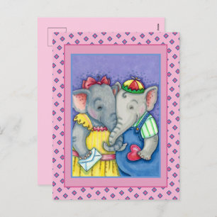 CARTÃO POSTAL DE FESTIVIDADES BABY ELEFANTS PRIMEIRO AMOR, AMIGOS DO PACHYDERM.