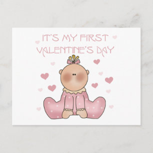 Cartão Postal De Festividades Baby Girl 1st Valentine's Day