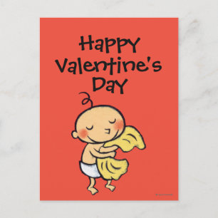 Cartão Postal De Festividades Baby Hugging Soft Yellow Blanket