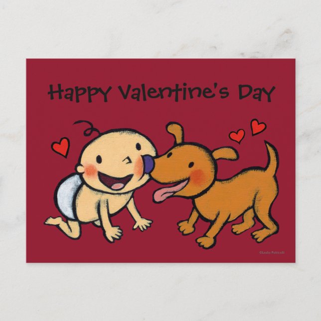 Cartão Postal De Festividades Baby Nose Kisses from the Dog (Frente)