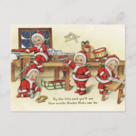 Cartão Postal De Festividades Baby Santas Vintage
