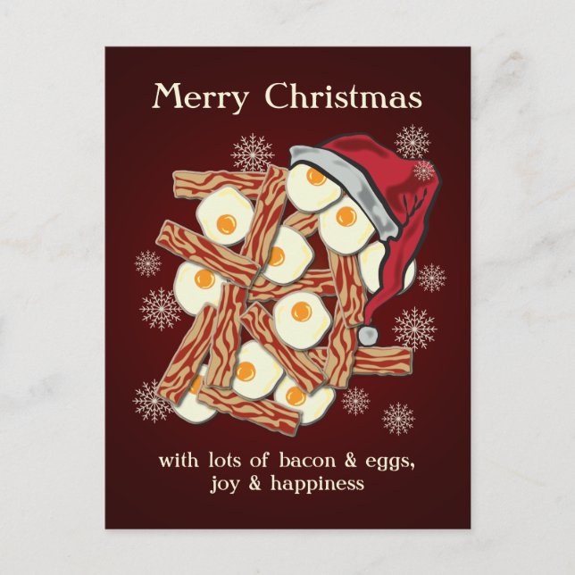 Cartão Postal De Festividades Bacon and Eggs Merry Christmas (Frente)