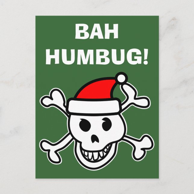 Cartão Postal De Festividades Bah Humbug Santa skull Christmas greeting cards (Frente)