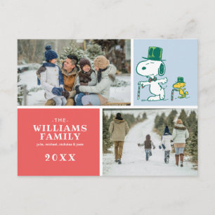 Cartão Postal De Festividades Balas de Hortelã com Chapéu de Snoopy