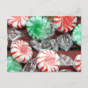 Cartão Postal De Festividades Balas duras festivas de hortelã-pimenta para as fe