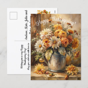 Cartão Postal De Festividades Balde com Feliz Dia de Ação de Graças