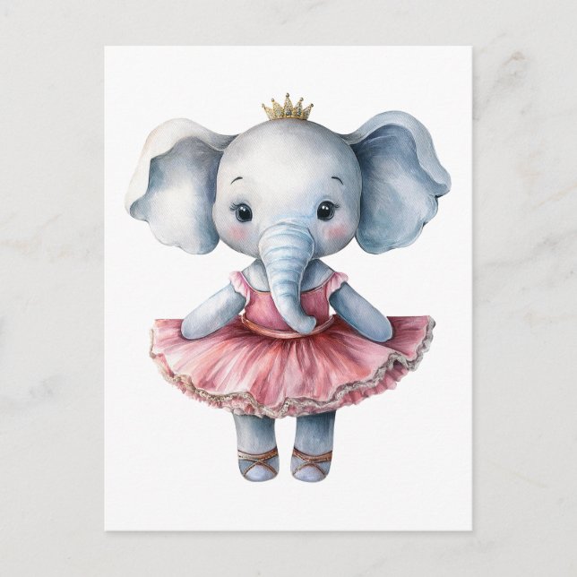 Cartão Postal De Festividades Balé de dança de bailarina de elefante (Frente)