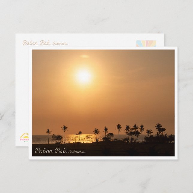 Cartão Postal De Festividades Balian Palm Beach Sunset Postcard (Frente/Verso)
