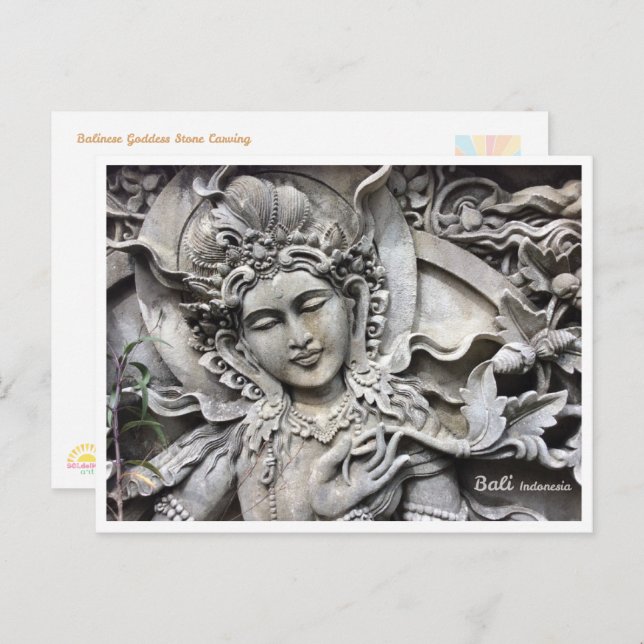 Cartão Postal De Festividades Balinese Goddess Stone Art Travel Postcard (Frente/Verso)