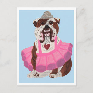 Cartão Postal De Festividades Ballerina Bulldog