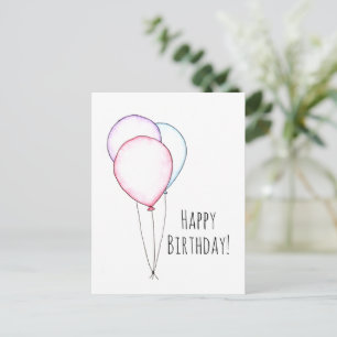 Cartão Postal De Festividades Balões de Aniversário Arte Doodle
