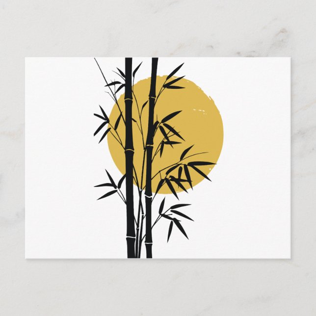 Cartão Postal De Festividades Bambu e lua (Frente)