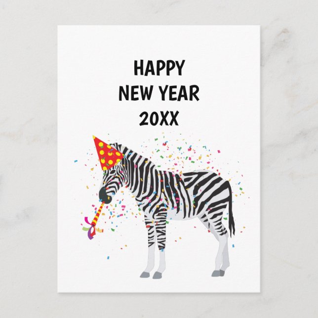 Cartão Postal De Festividades Bandas Zebra - Cartão de Anos novos de Férias Anim (Frente)