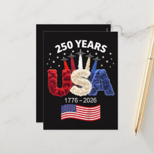 Cartão Postal De Festividades Bandeira Americana de Aniversário de 250 anos dos