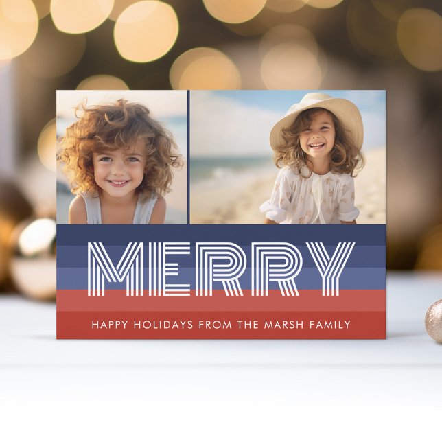 Cartão Postal De Festividades Bandeira Americana do Natal Patriótico 2 (Holiday Photo Postcard)