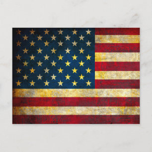 Cartão Postal De Festividades Bandeira americana do vintage