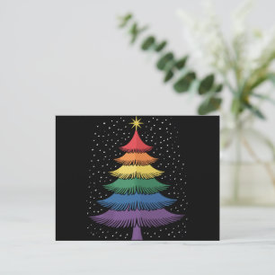 Cartão Postal De Festividades Bandeira do Arco-íris de Natal da Camisa LGBT-Q Pr
