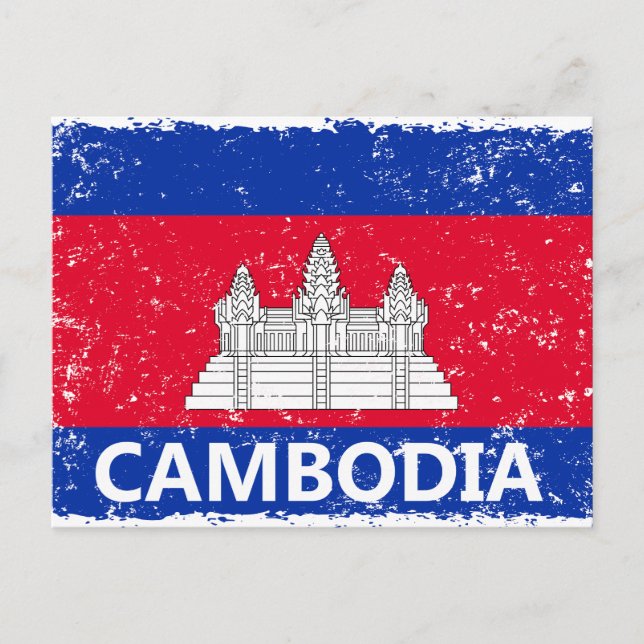 Cartão Postal De Festividades Bandeira do Camboja (Frente)
