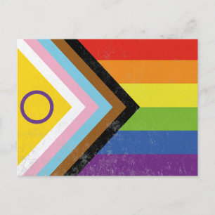 Cartão Postal De Festividades Bandeira do Orgulho Inclusiva Intersexo