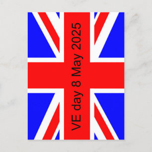 Cartão Postal De Festividades Bandeira do Reino Unido VE dia 2025