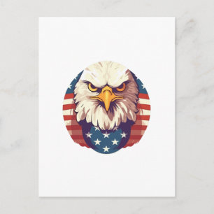 Cartão Postal De Festividades Bandeira Gráfica da Águia Americana Patriótica