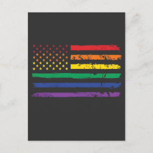 Cartão Postal De Festividades Bandeira LGBT do Dia 4 de Julho LGBTQ Orgulho Amer