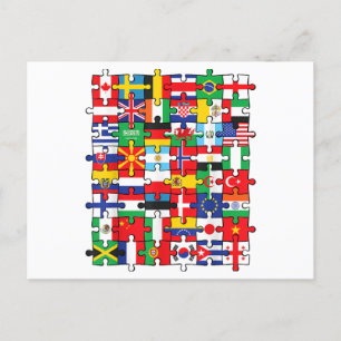Cartão Postal De Festividades Bandeiras de países de bandeira internacional mund